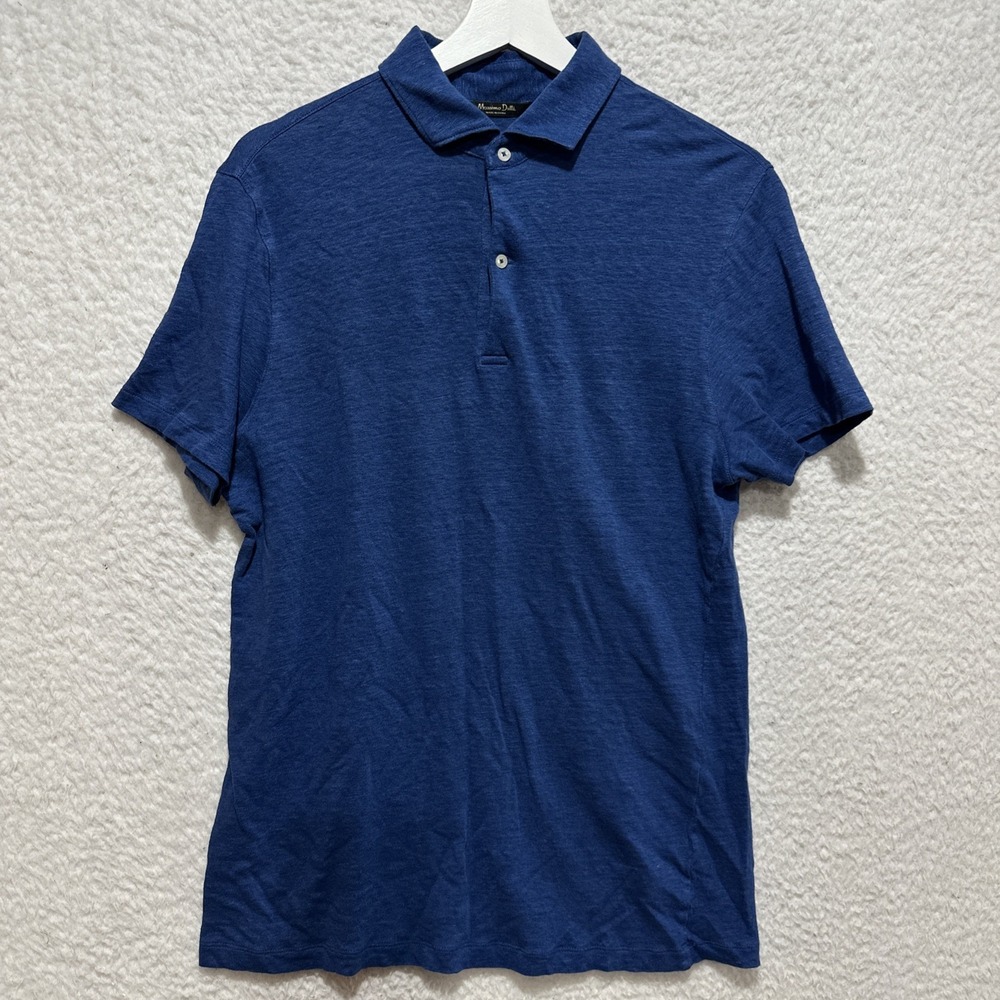 Massimo Dutti Men's‎ Polo Shirt Blue Short Sleeve Top Size L Basic